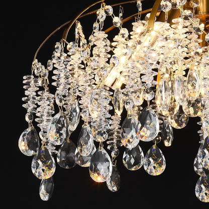 Candelabru Cristal CC9321/5FGD, 5x E14, Diametru 50cm, Auriu