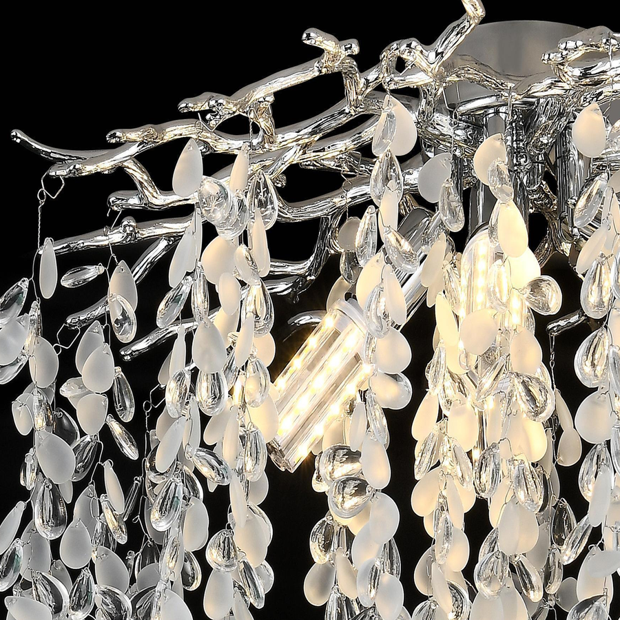 Candelabru Cristal WILLOW, 5x E14, Diametru 50cm, Crom