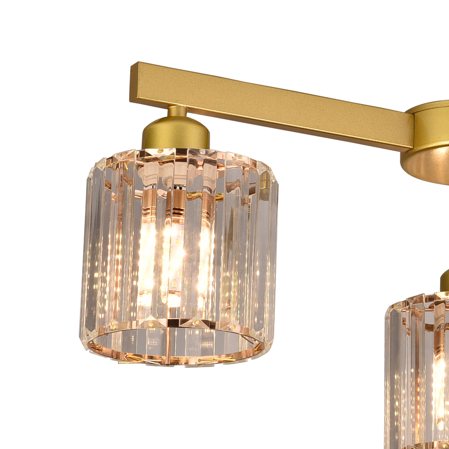 Lustra Clasica Moderna LC110/3GD cu Cristal,  3x E27, Auriu, Metal si Cristal