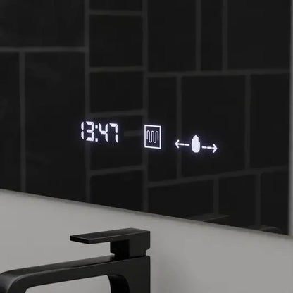Oglinda LED Rectangulara, 80x60cm, ABSOLU MotionGlow Marcello, Sistem Dezaburire, Ceas & Termometru, Lupa Cosmetica, Dimabila