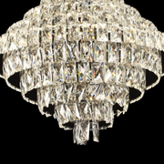 Candelabru Cristal Opal, 12x E14, Diametru 50cm, Crom Lucios, Inaltime Reglabila
