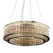 Lustra LED cu Telecomanda,LLC160/500GD, Cristal si Metal, 55W, Dimabila, Inaltime Reglabila, Lumina Rece/Calda/Neutra, Iluminat Luxos