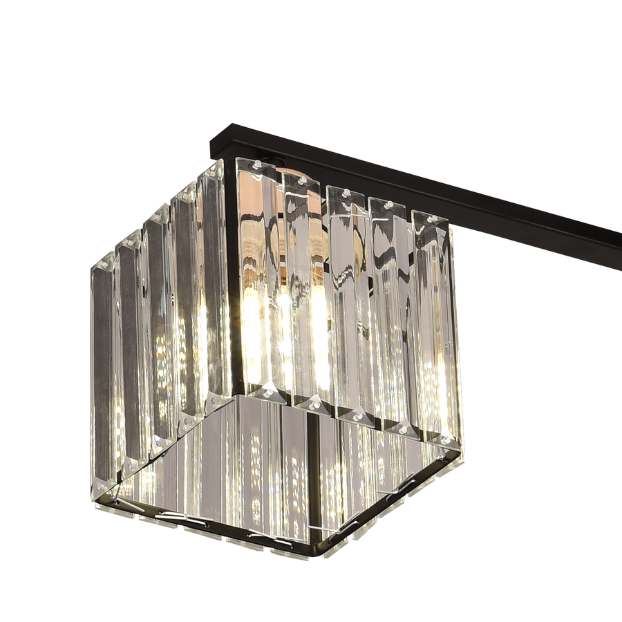 Lustra Clasica Moderna Georgiana, LC111/6BK, 6x E27, Negru, Metal si Sticla