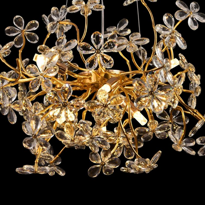 Candelabru Cristal CM325/800GD, 12xG9, Crom si Cristale , D75cm, Inaltime Reglabila