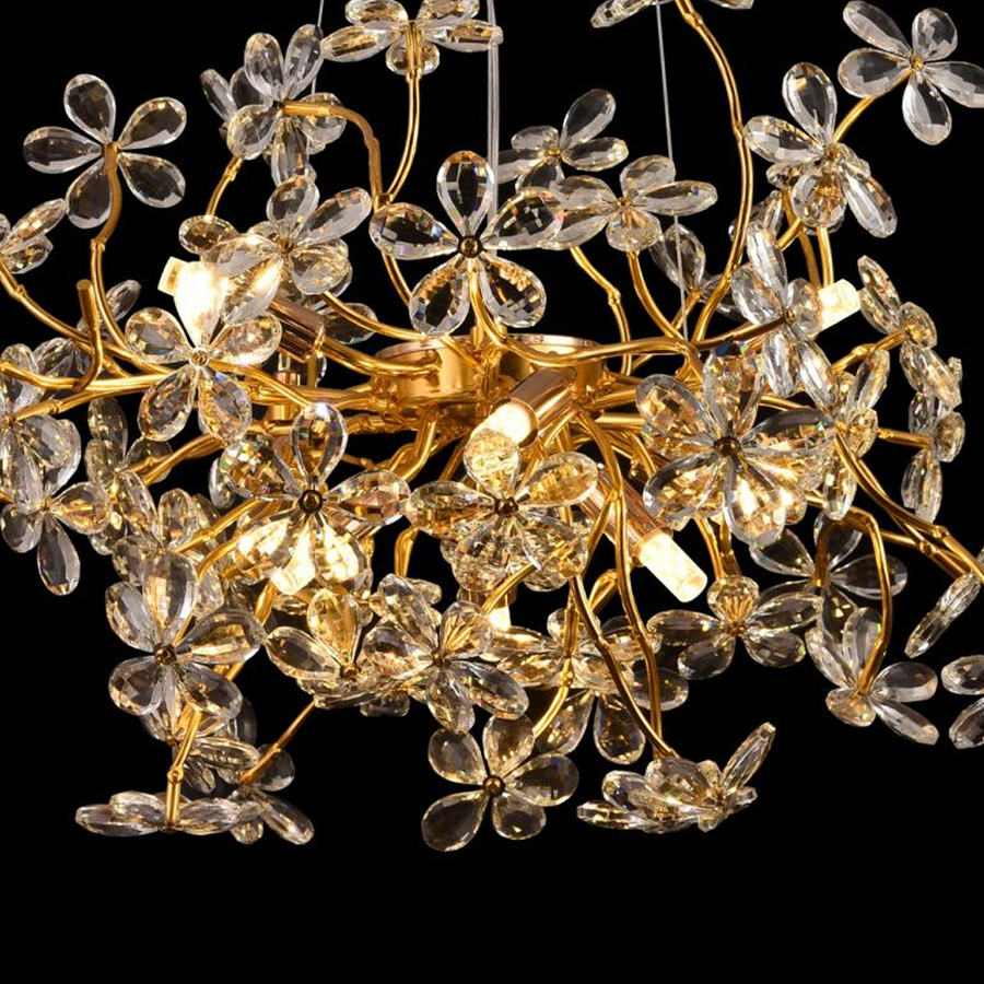 Candelabru Cristal CM325/800GD, 12xG9, Crom si Cristale , D75cm, Inaltime Reglabila