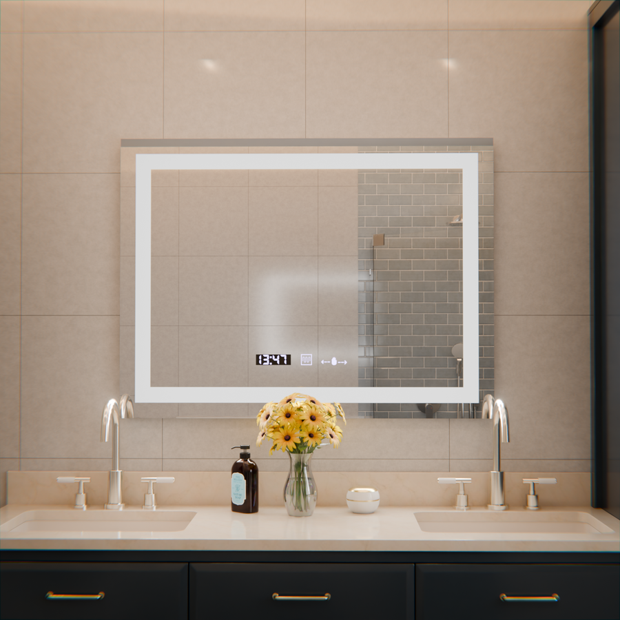 Oglinda LED Rectangulara, 80x60cm, Verite MotionGlow Marcello, Sistem Dezaburire, Ceas & Termometru, Dimabila