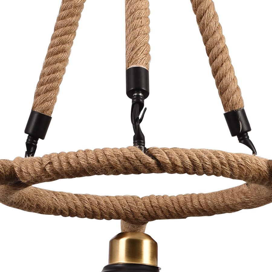 Lustra Suspendata Vintage, LV571/3BK, 3xE27, Maro, Metal si Sfoara
