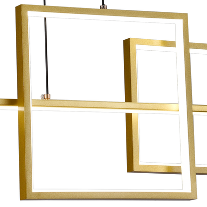 Lustra LED suspendata cu telecomanda DENISSE 81W, lumina Rece/Calda/Neutra, Dimabila, Auriu, Inaltime Reglabila, 2233/4GD