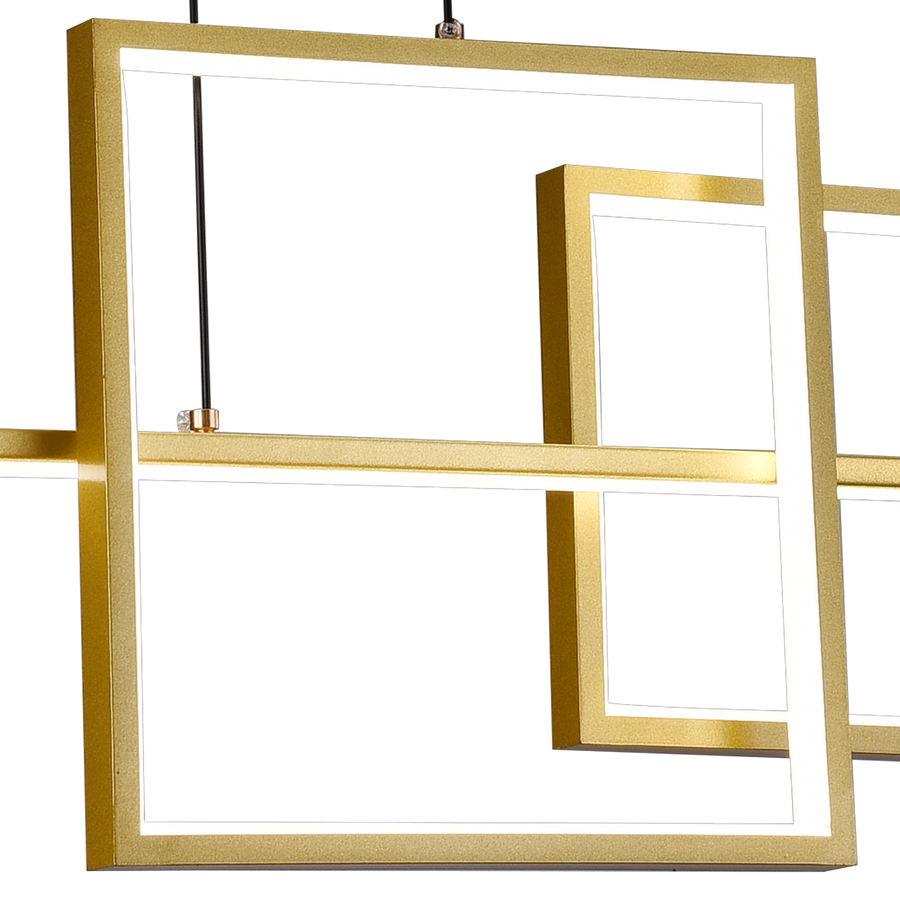 Lustra LED suspendata cu telecomanda DENISSE 81W, lumina Rece/Calda/Neutra, Dimabila, Auriu, Inaltime Reglabila, 2233/4GD