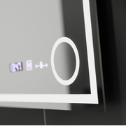 Oglinda LED Rectangulara, 60x60cm, Souverain MotionGlow Marcello, Sistem Dezaburire, Ceas & Termometru, Lupa Cosmetica, Dimabila