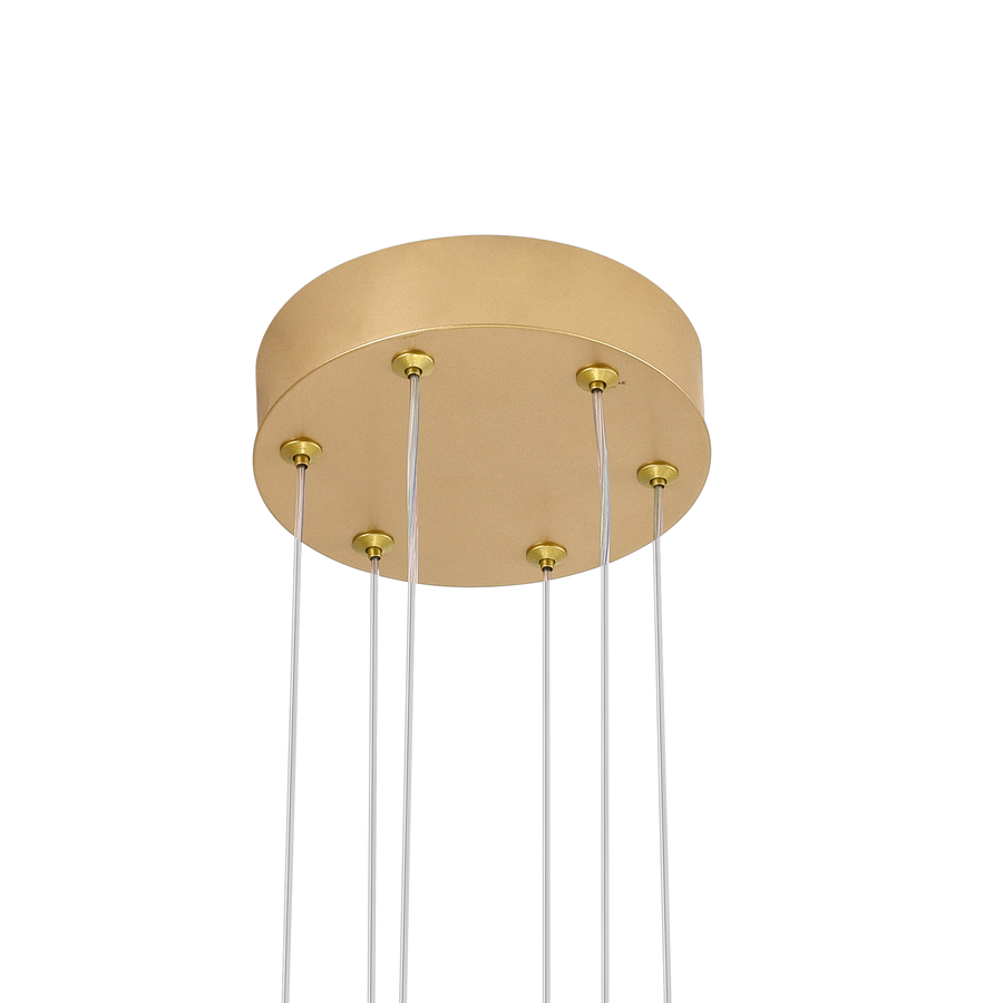 Lustra LED cu telecomanda ,Suspendata 71W, 3 Elemente, lumina Rece/Calda/Neutra, Dimabila, Inaltime Reglabila, Auriu