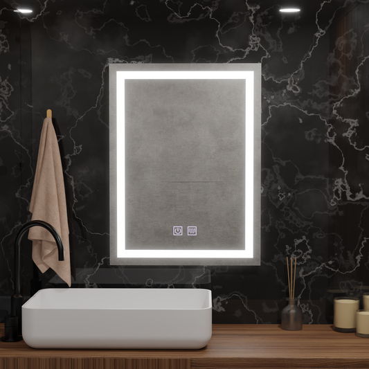 Oglinda LED Rectangulara, 60x80cm, RADIANTE Touch, Sistem Dezaburire, Dimabila