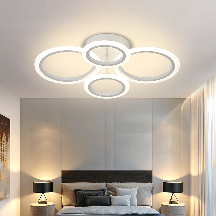 Lustra LED cu telecomanda  BETTY 43W, 4 Cercuri, lumina Rece/Calda/Neutra, Dimabila, Alb