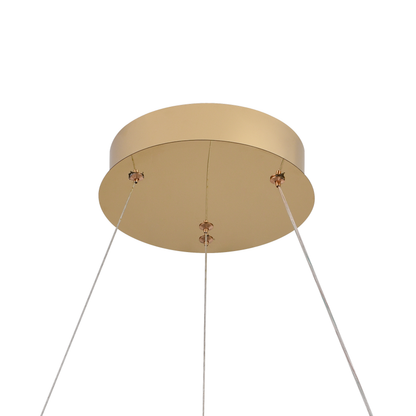 Lustra LED cu Telecomanda, LLC135/1GD, Cristal si Metal, 29W, 1 Cerc, Dimabila, Inaltime Reglabila, Lumina Rece/Calda/Neutra, Iluminat Luxos