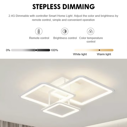 Lustra LED cu telecomanda ZOE, 60W, 3 Patrate, lumina Rece/Calda/Neutra, Dimabila, Alb