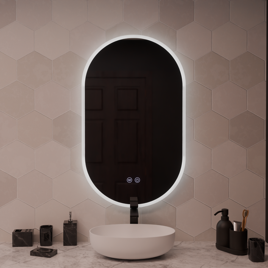 Oglinda LED Ovala 60x80cm Llexort, Touch, Sistem Dezaburire, Dimabila