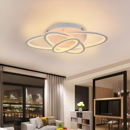 Lustra LED cu telecomanda TIANA 78W, 3 Elipse, lumina Rece/Calda/Neutra, Dimabila, Alb