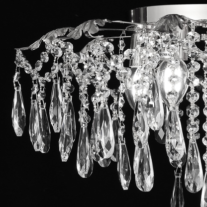 Candelabru Cristal CC9221/5CH, 5x E14, Diametru 48cm, Crom Lucios