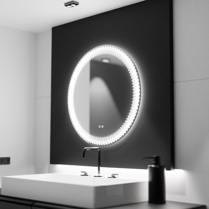 Oglinda LED Rotunda, 60cm, Corona Touch, Sistem Dezaburire, Dimabila