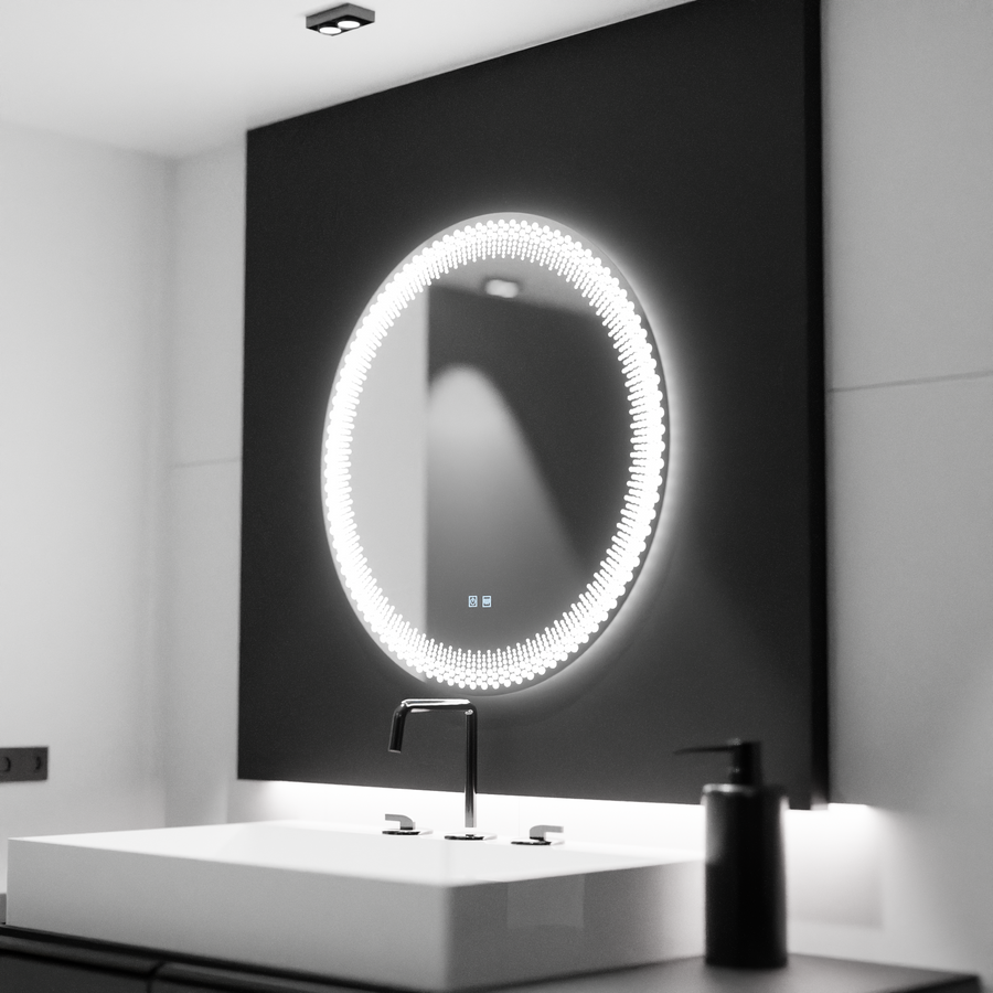Oglinda LED Rotunda, 60cm, Corona Touch, Sistem Dezaburire, Dimabila