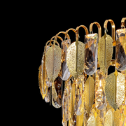 Candelabru Cristal VENARIA 12x E14, Diametru 80cm, Auriu Lucios, Inaltime Reglabil