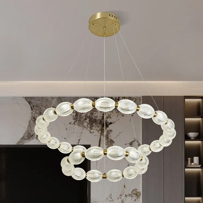 Lustra LED suspendata FAUSTO, 83W, lumina Rece/Calda/Neutra, Inaltime Reglabila, Auriu