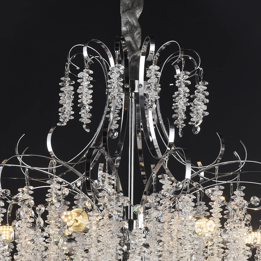 Candelabru Cristal CC9311/5CH, 5x E14, Diametru 50cm, Crom