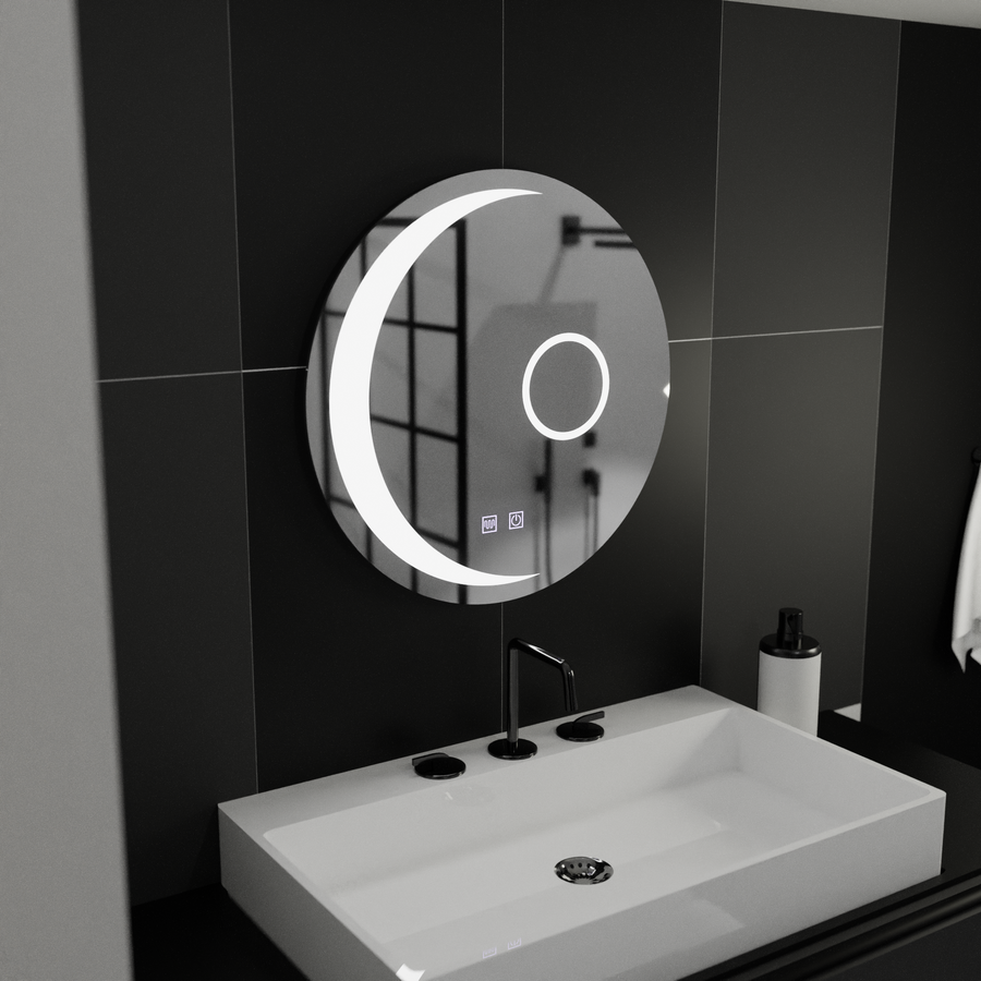 Oglinda LED Rotunda, 70cm, Orbis Touch, Sistem Dezaburire, Dimabila