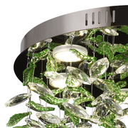 Candelabru LED Cristal LLC211/550GN Rotund, 29W, Lumina Rece/Calda/Neutra, Cristale Verzi, Crom Lucios