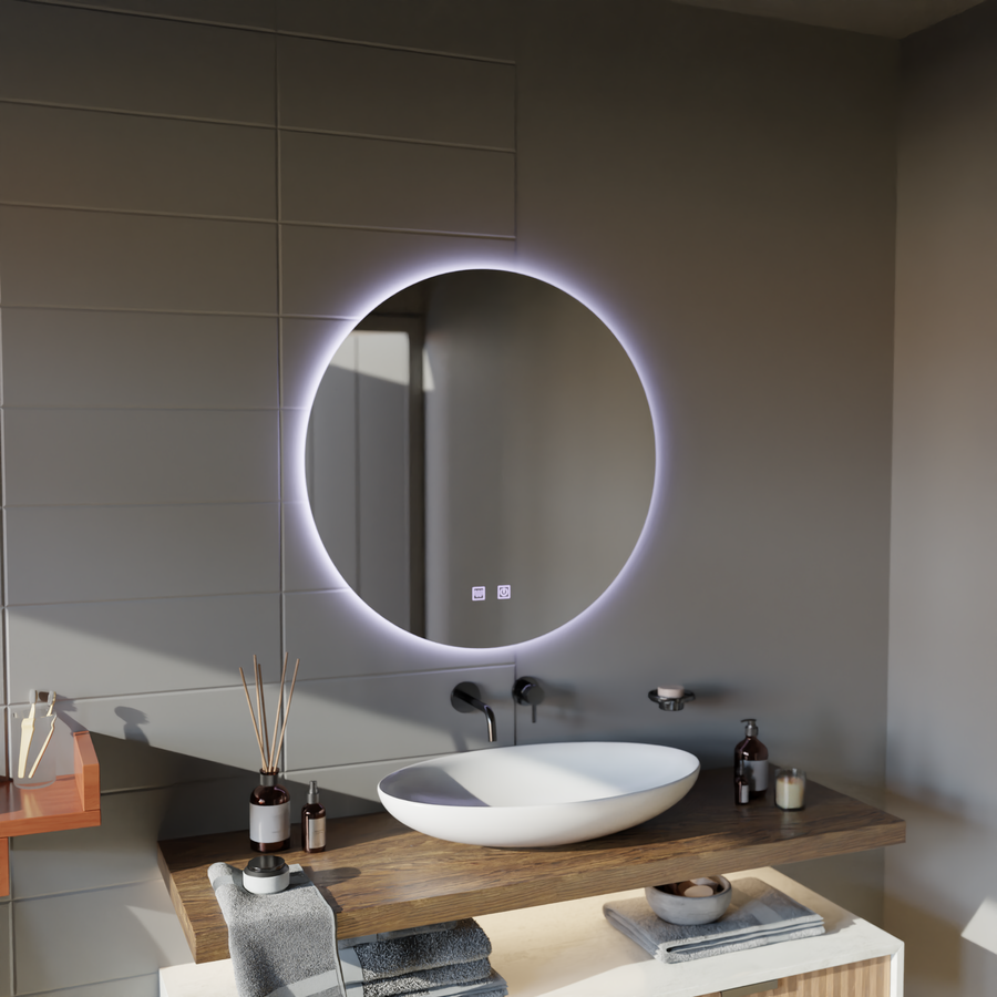 Oglinda LED Rotunda, 60cm, Isolda,Touch, Sistem Dezaburire, Lumina Rece 6000k
