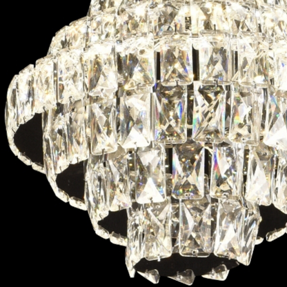 Candelabru Cristal Opal cu telecomanda, Diametru 35 cm, 3000K/4000/6000K, Crom Lucios, Inaltime Reglabila