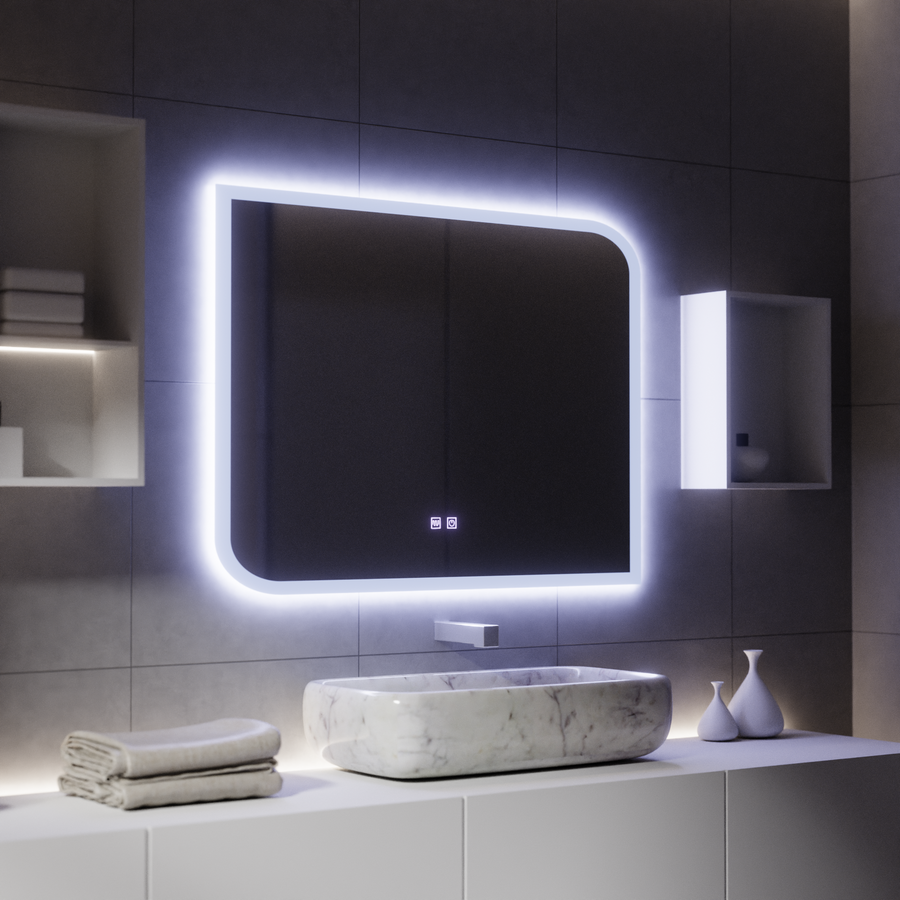 Oglinda LED CLARIVO Dreptunghiulara, 80X60cm, Touch, Sistem Dezaburire