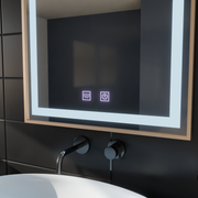 Oglinda LED Touch Kariri, 60x80 cm, functie Dezaburire, Rama Gold Rose Brushed