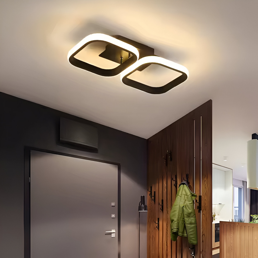 Lustra LED VERTEX 21W, 2 Patrate, Liniara, lumina Rece/Calda/Neutra, Neagra