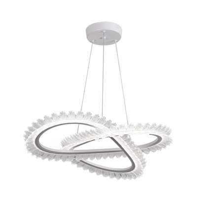 Lustra LED cu Telecomanda LT187WH, Cristal si Metal, 52W, Dimabila, Inaltime Reglabila, lumina Rece/Calda/Neutra, Iluminat Luxos