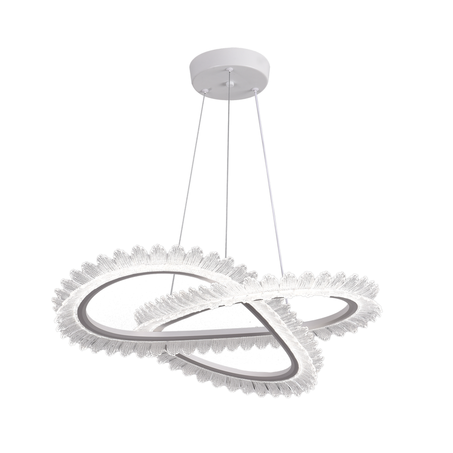 Lustra LED cu Telecomanda LT187WH, Cristal si Metal, 52W, Dimabila, Inaltime Reglabila, lumina Rece/Calda/Neutra, Iluminat Luxos