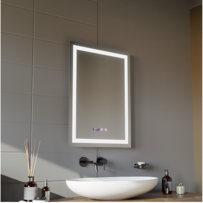 Oglinda LED Touch MODENA Sistem Dezaburire, Ceas si Temperatura 60x80 cm