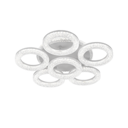 Lustră LED FREJA cu Telecomandă, 51cm, 90W, 3000K/4000K/6000K, Dimabil, Alb, Cristale, 6 Cercuri
