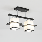 Lustra Clasica Aramis cu Lemn Abajur Patrat 2X E27 Gri Negru