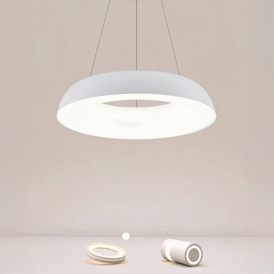 Lustra LED suspendata cu Telecomanda CHIARA, 73W, Lumina Rece/Calda/Neutra, Dimabila, Alb