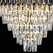 Candelabru Cristal VERSAILLES Grande Supremo, Diametru 60cm x Inaltime 90cm, Auriu Lucios si Negru, Inaltime Reglabila