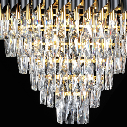 Candelabru Cristal VERSAILLES Grande Supremo, Diametru 60cm x Inaltime 90cm, Auriu Lucios si Negru, Inaltime Reglabila