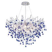Candelabru Cristal CC335/400CH, 4x G9, Crom si Cristale Albastre, 40cm, Inaltime Reglabila