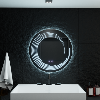 Oglinda LED Rotunda, 70cm, Lira Touch, Sistem Dezaburire, Dimabila