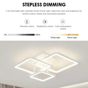 Lustra LED cu telecomanda ZOE, 60W, 3 Patrate, lumina Rece/Calda/Neutra, Dimabila, Alb
