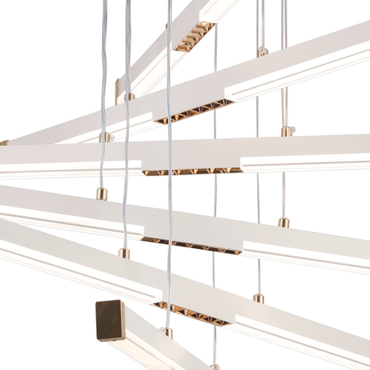 Lustra LED Suspendata Acril LT183/6WH, 81W, Lumina 3000/4000/6000K, Alb, Inaltime Reglabila