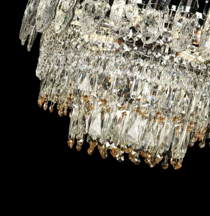 Candelabru Cristal CC6687/500CR 9x E14, Diametru 50cm, Crom Lucios, Inaltime Reglabil