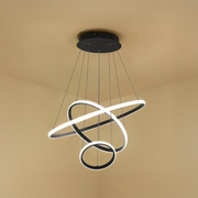 Lustra LED suspendata RICCI 48W, 3 Cercuri, lumina Rece/Calda/Neutra, Negru, Inaltime Reglabila