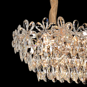 Candelabru Cristal Regalis 11x E14, Diametru 85cm, Auriu Lucios, Inaltime Reglabila, Metal si Cristal