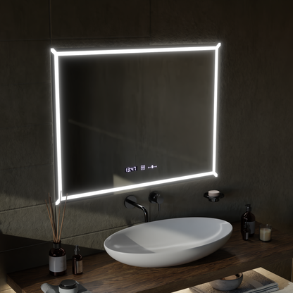 Oglinda LED Rectangulara, 80x60cm, VillayTouch Marcello, Sistem Dezaburire, Dimabila